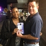 Monique Bell is presented the tickets to NY Giants vs Houston Texans by Grand Knight Kevin M. Strommer.<br />Monique purchased her raffle tickets at Chester Shoprite.