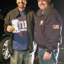 Grand Knight Kevin M. Strommer turns winning game tickets for the NY Giants vs.  N.E. Patriots  to Lou Santiago who purchased the raffle tickets at C&G plus in Campbell Hall.  